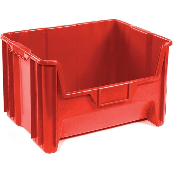 Global Industrial Heavy Duty Plastic Hopper Bin, Red, Lot of 3