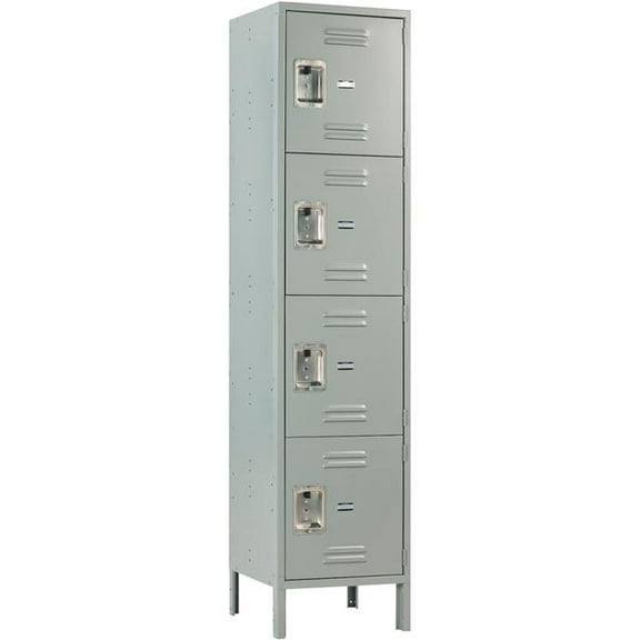 Global Industrial Infinity 4-Tier 4 Door Locker - 18 x 18 x 78 in. - Gray - Assembled