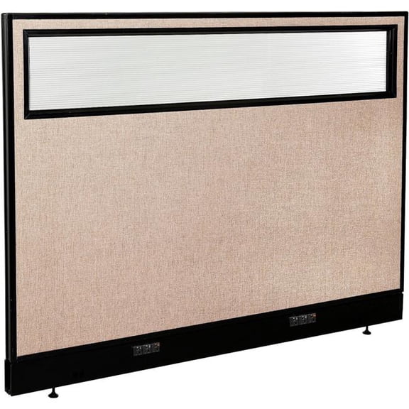 Global Industrial  Interion Electric Office Partition Panel with Partial Window - 60.25 x 46 in. - Tan