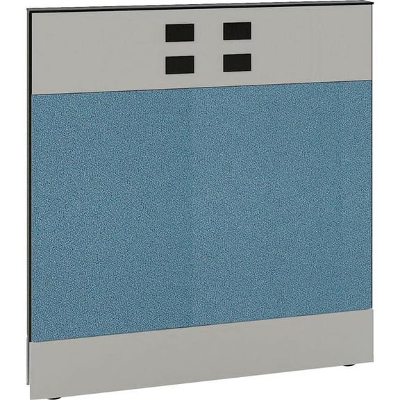 Global Industrial Interion Modular Partition Base Panel with Desktop Raceway Power - 36 x 38 in. - Blue & Silver