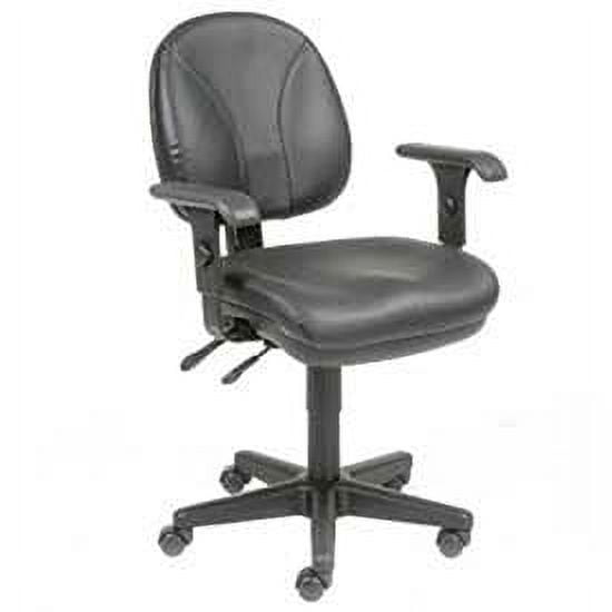 Black Leather Mid-Back Adjustable Office Task Chair