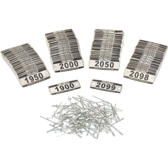 Global Industrial Locker Number Plate Kit Numbered 1900-2099 200/Pack