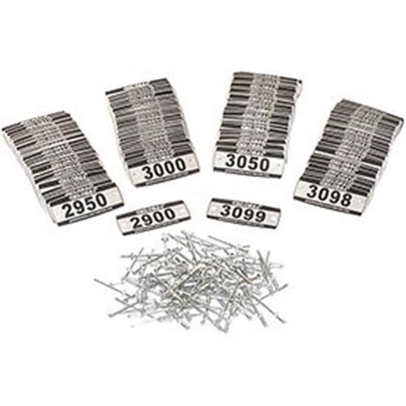 Global Industrial Locker Number Plate Kit Numbered 2900-3099 200/Pack