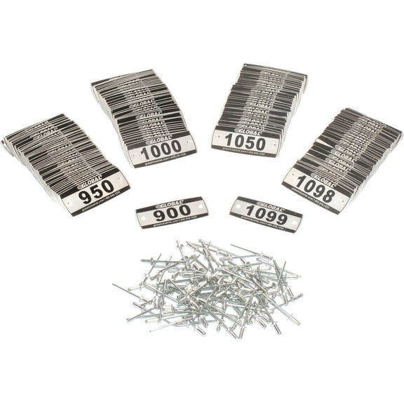 Global Industrial Locker Number Plate Kit Numbered 900-1099 200/Pack