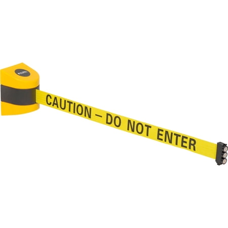 Global Industrial Magnetic Retractable Belt Barrier Yellow Case W/30' Yellow ""C
