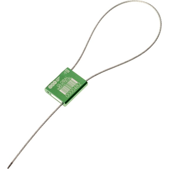 Global Industrial Metal Cable Seal, 1/16"x12"L, Green, 50/Pack