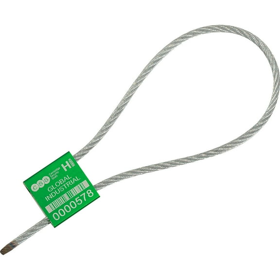 Global Industrial Metal Cable Seal, 1/8"x12"L, Green, 50/Pack