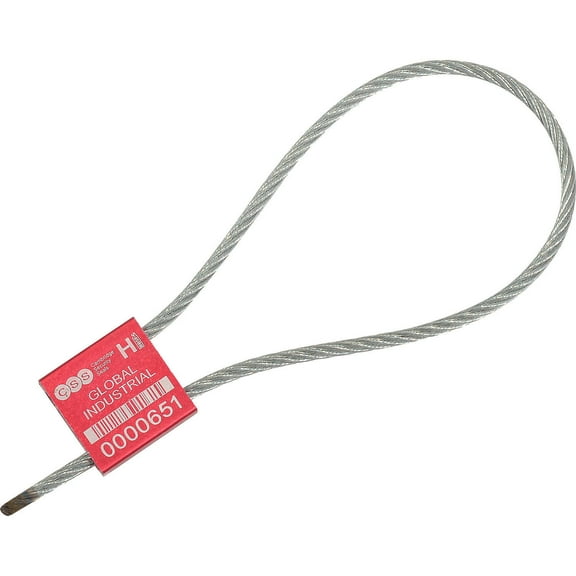 Global Industrial Metal Cable Seal, 1/8"x12"L, Red, 50/Pack