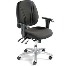 Interion Multifunction Chair With Mid Back Adjustable Arms Fabric Black Seat/Sil