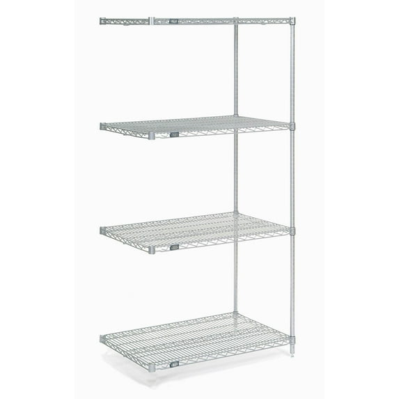 Global Industrial A24307C Nexel 4 Shelf Chrome Wire Shelving Unit Add On, Chrome - 30 x 24 x 74 in.