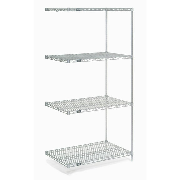 Global Industrial A24367C Nexel 4 Shelf Chrome Wire Shelving Unit Add On, Chrome - 36 x 24 x 74 in.