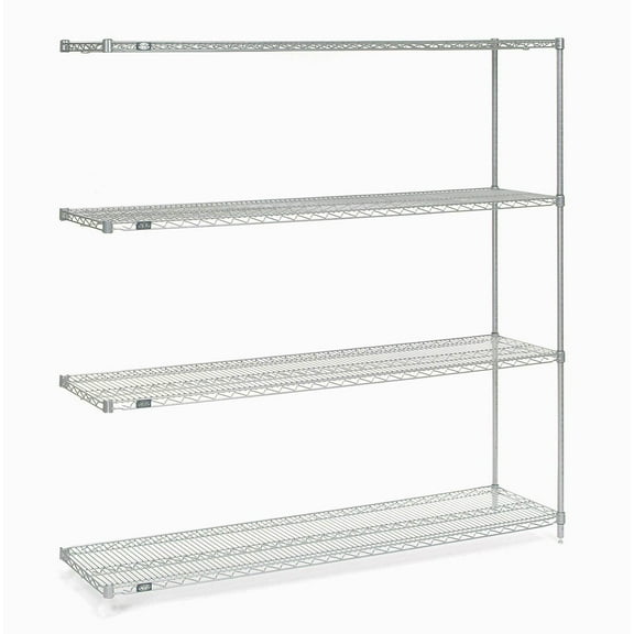 Global Industrial A24607C Nexel 4 Shelf Chrome Wire Shelving Unit Add On, Chrome - 60 x 24 x 74 in.