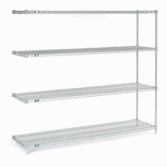 Global Industrial A30726C Nexel 4 Shelf Chrome Wire Shelving Unit Add On, Chrome - 72 x 30 x 63 in.