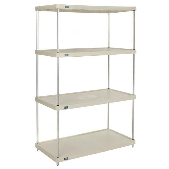 Global Industrial 18368ZSP Nexel 4 Shelf Solid Plastic Shelving Unit Poly-Z-Brite Posts - 36 x 18 x 86 in. - Tan