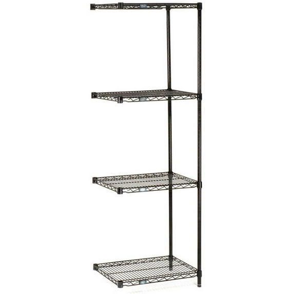 Global Industrial A24727B5 Nexel 5 Shelf Black Epoxy Wire Shelving Unit Add On, Black - 72 x 24 x 74 in.