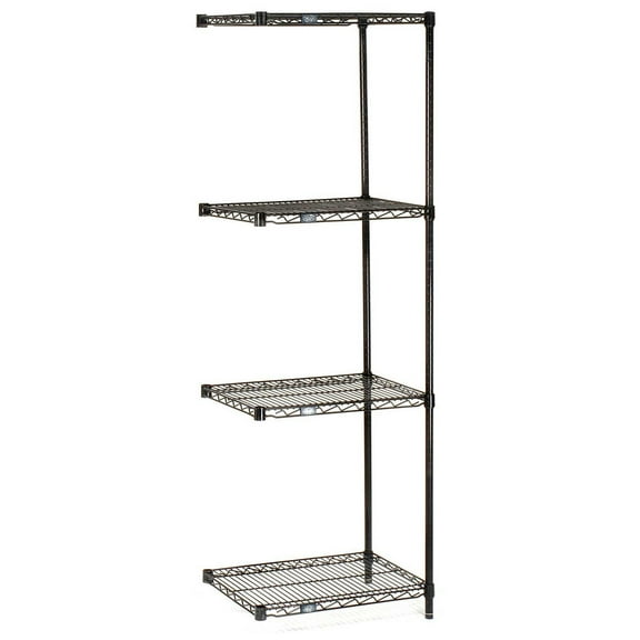 Global Industrial B970146 Nexel Black Epoxy Wire Shelving Add-On, 24 x 24 x 74 in.