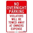 thumbnail image 1 of Global Industrial B2332465 No Overnight Parking Violators Will Be Towed 0.063 Aluminum Sign - 18 x 12 in., 1 of 3