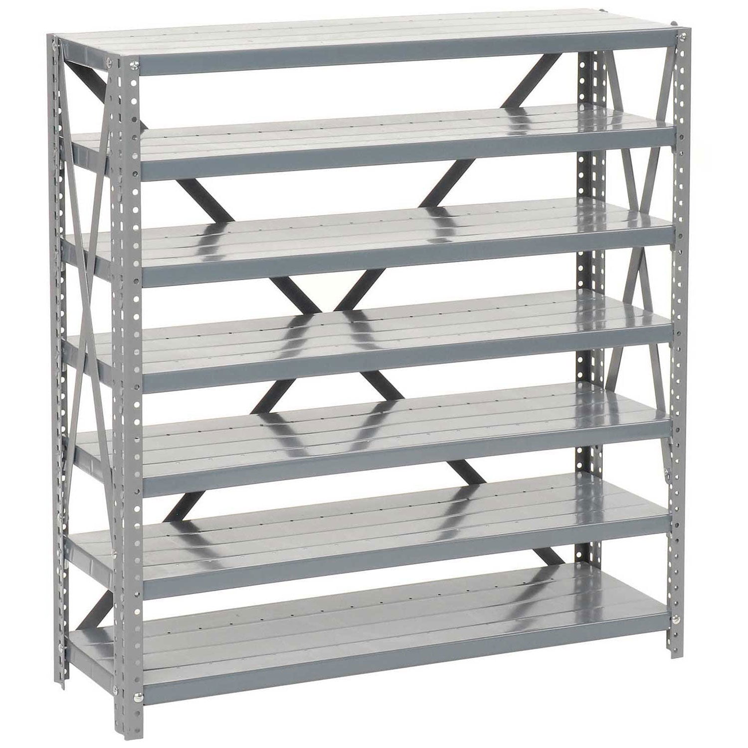 Heavy-Duty Gray Steel 7-Shelf Industrial Shelving Unit