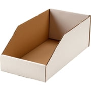 Global Industrial Open Top Corrugated Bin Box, 6"W x 12"D x 4-1/2"H, White, Lot of 50