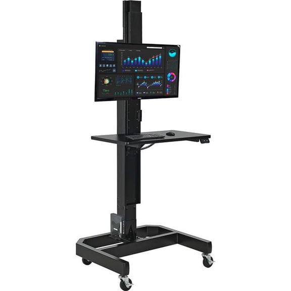 Global Industrial 290900 Orbit Mobile Height Adjustable Computer Cart with VESA Mount - Black