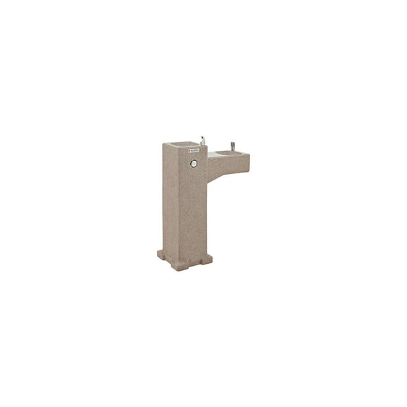 Global Industrial Outdoor Bi-Level Pedestal ADA Rotocast Stone Finish Drinking Fountain