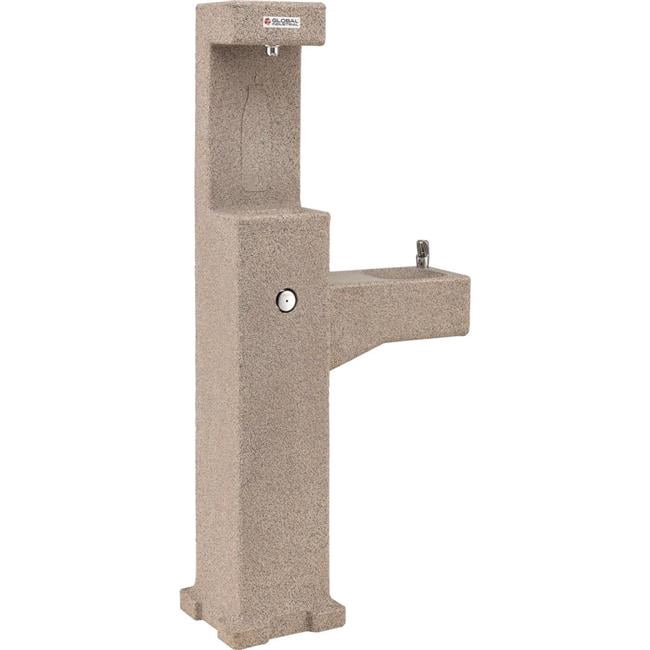 Global Industrial  Outdoor Drinking Fountain & Bottle Filler with Filter - Rotocast Granite