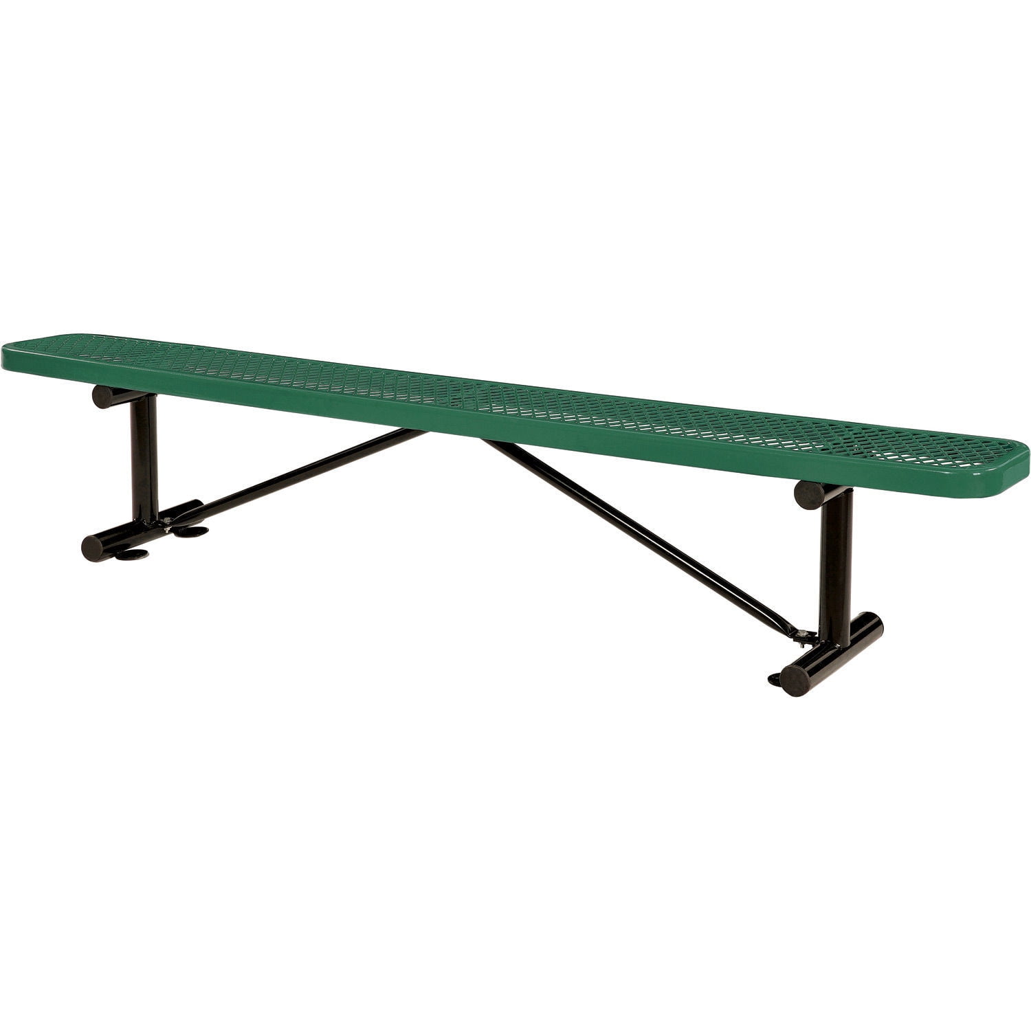Green 8' Outdoor Steel Bench with Thermoplastic Coating