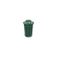 thumbnail image 1 of 36 Gallon Outdoor Metal Slatted Trash Receptacle with Rain Bonnet Lid, Green, 1 of 7