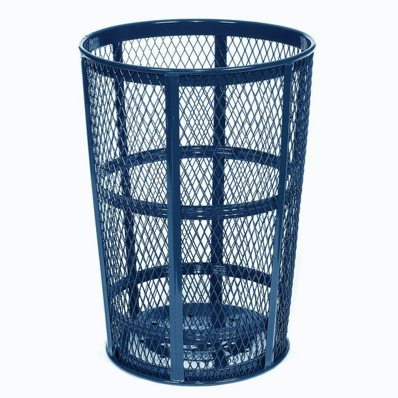 Global Industrial Outdoor Steel Mesh Corrosion Resistant Trash Can 48 Gallon Blu