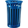 thumbnail image 1 of Global Industrial B3178689 Outdoor Steel Slat Recycling Trash Can - Access Door & Flat Lid - 36 gal - Blue, 1 of 1