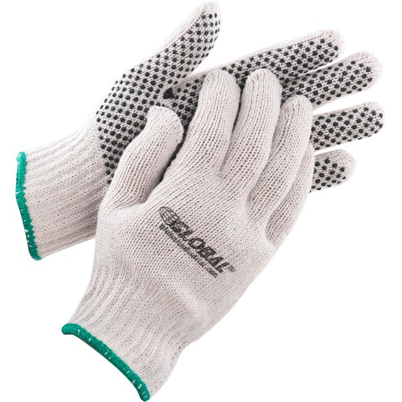 Global Industrial PVC Dot Knit Gloves Single-Sided Black Medium 12 Pairs