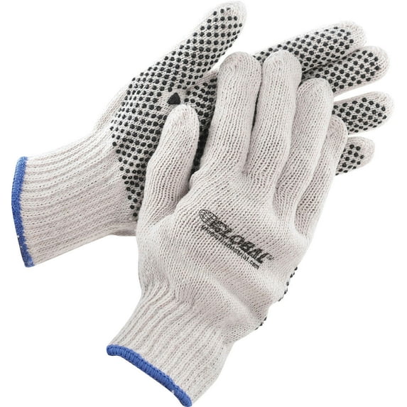 Global Industrial PVC Dot Knit Gloves Single-Sided Black X-Large 12 Pairs