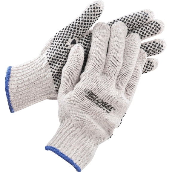 Global Industrial PVC Dot Knit Gloves Single-Sided Black X-Large 12 Pairs