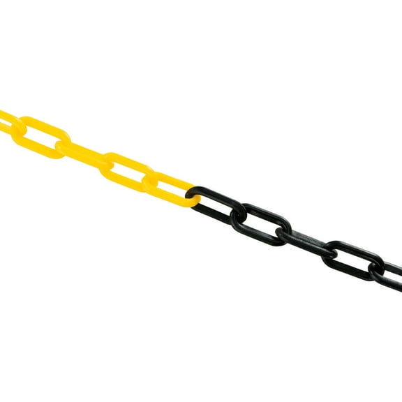 Global Industrial Plastic Chain Barrier 1-1/2""x50'L Yellow/Black