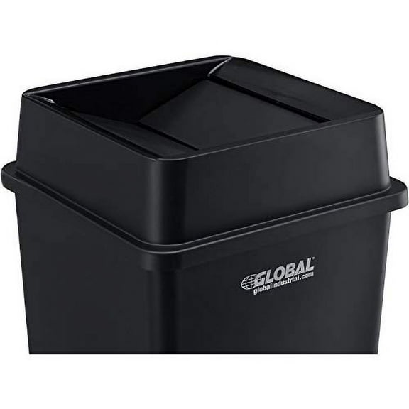Plastic Swing Lid For Square Trash Container, Gallon 35 & 55, Black