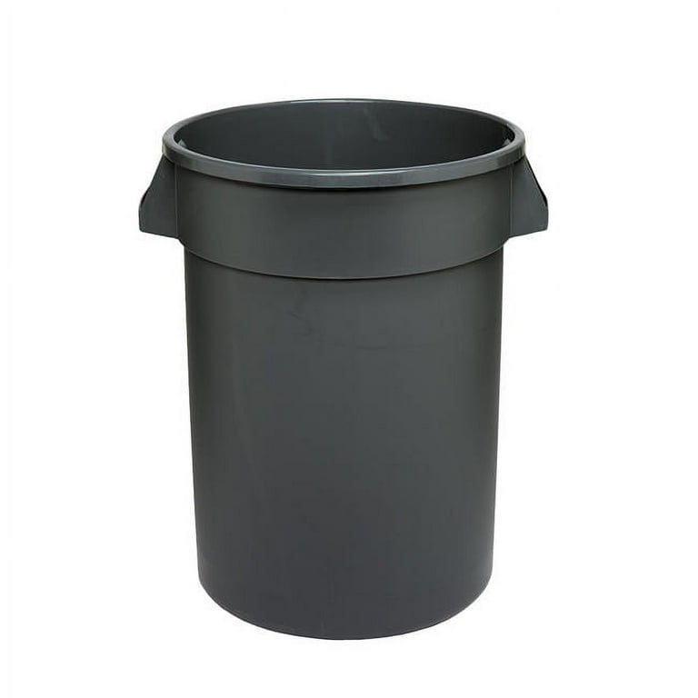 Global Industrial™ Plastic Trash Can with Lid & Dolly - 32 Gallon Gray