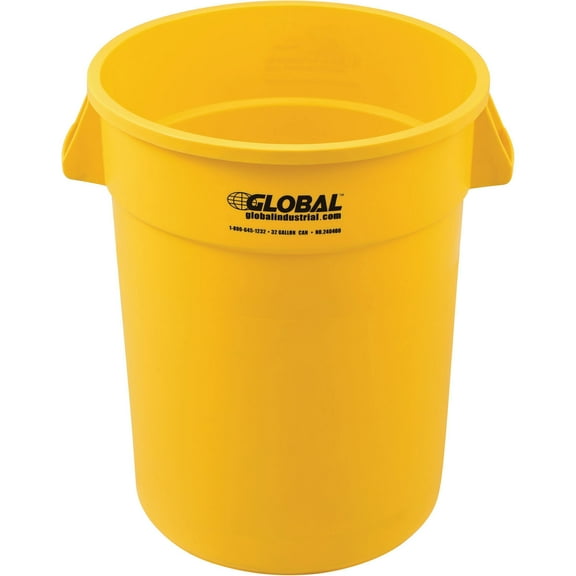 Global Industrial Plastic Trash Can - 32 Gallon Yellow