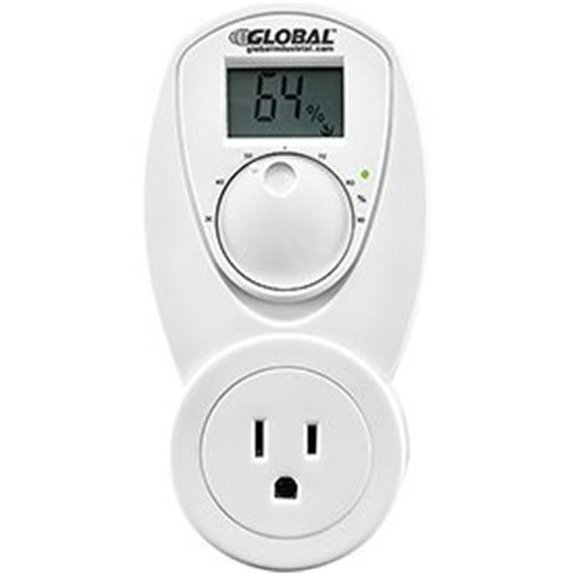 Global Industries 246113 Plug In Dehumidifier Control 120V, 15A, Analog 30-90 Precent Relative Humidity, White