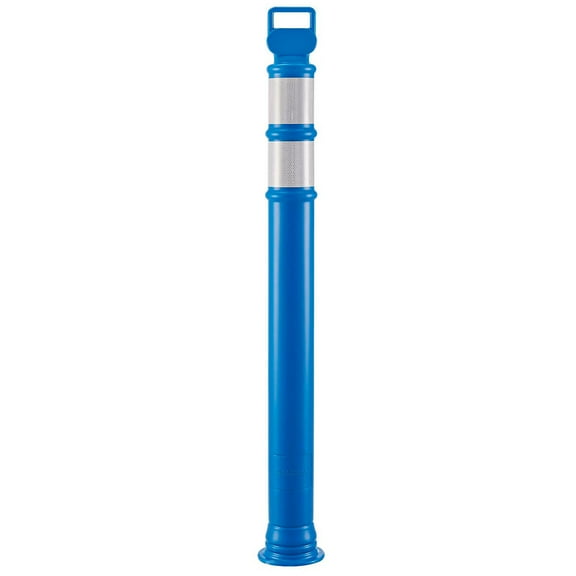 Global Industrial Portable Delineator Post w/ 3" Reflective Bands, 49"H, Blue