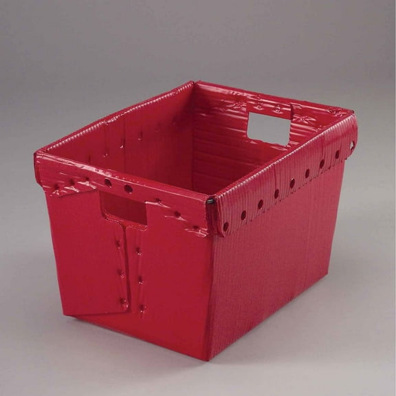 Global Industrial Postal Mail Tote Without Lid, Corrugated Plastic, Red, 18-1/2x13-1/4x12, Lot of 10