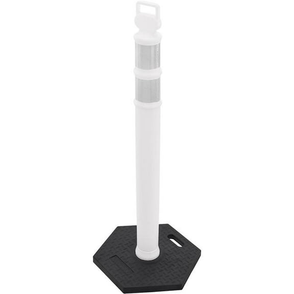 Global Industrial 670686 Reflective Delineator Post with Hexagonal Base - 49 in. - White