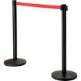 thumbnail image 1 of Global Industrial Retractable Belt Barrier, 40" Black Post, 10' Red Belt, Lot of 2, 1 of 3