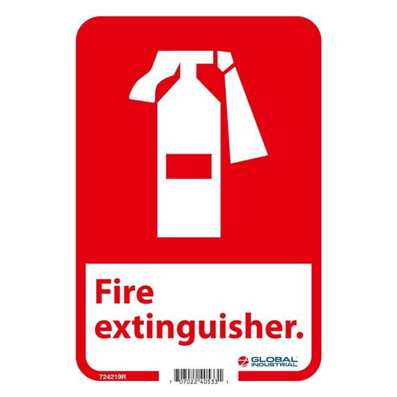 Global Industrial B2332421 Rigid Plastic Fire Extinguisher Sign - 10 x 7 in.