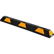 Global Industrial 670596 Rubber Parking Stop & Curb Block Black with Yellow Stripes - 48 in.