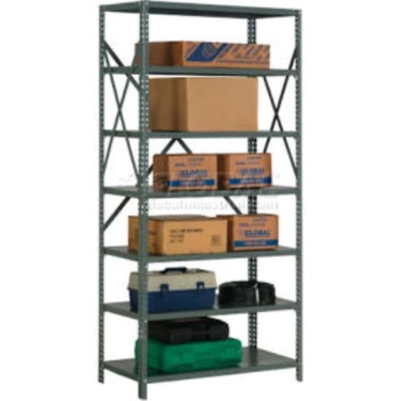Global Industrial SO3618720 7 Shelf Open Steel Shelving - Starter - 20 Gauge, Gray - 36 x 18 x 73 in.