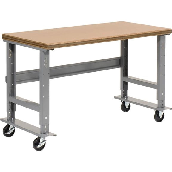 Global Industrial ST7230SAA Mobile Workbench, 72 x 30 in. Adjustable Height Shop Top Safety Edge - Gray