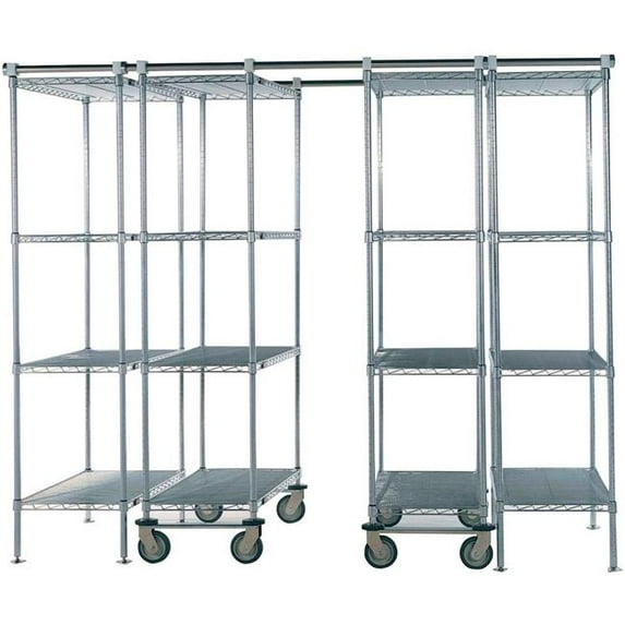 Global Industrial ST795981C 12 ft. Nexel Space-Trac 4 Unit Chrome High Density Shelving, Silver - 48 x 24 x 76 in.