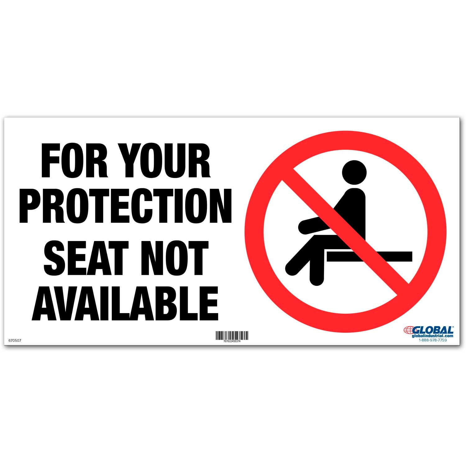 Global Industrial Seat Not Available Adhesive Sign, 12