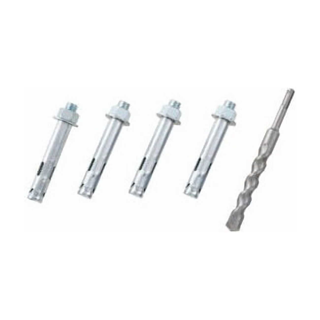 Global Industrial 320743 Sleeve Anchors - 0.75 x 4.25 in. with 1 Drill Bit - 0.75 x 8 in. - Set of 4