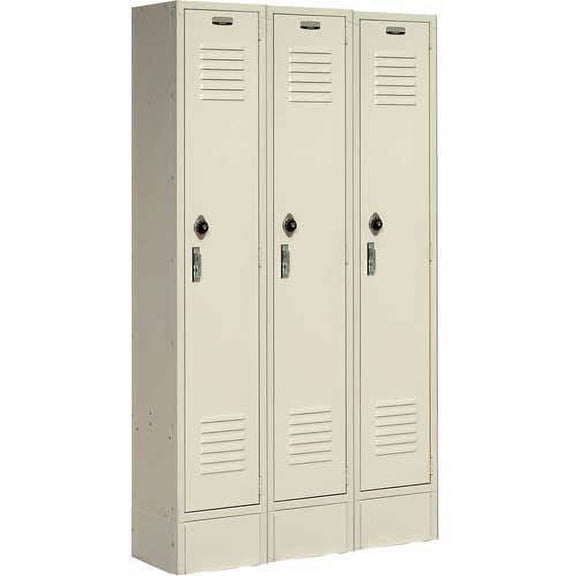 Single Tier Locker, 12x15x60, 3 Door, Unassembled, Tan